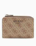 Guess Access Laurel II Fermuarlı Kartlıklı Kadın Cüzdan Latte Logo
