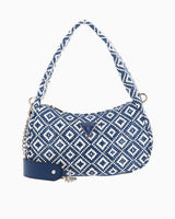 Guess Rianee Hobo Desenli Omuz Çantası Blue