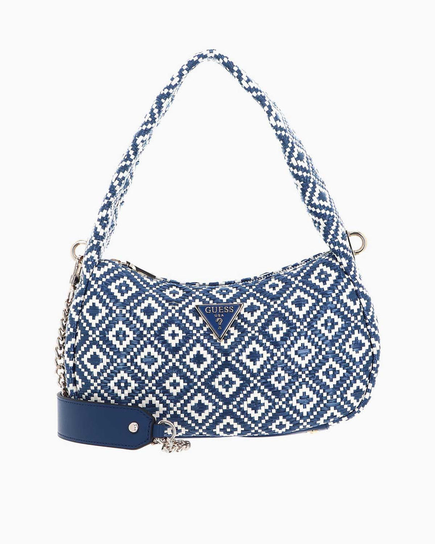 Guess Rianee Hobo Desenli Omuz Çantası Blue