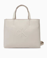 Calvin Klein Kabartmalı Mini Tote Kadın El Çantası Lily White