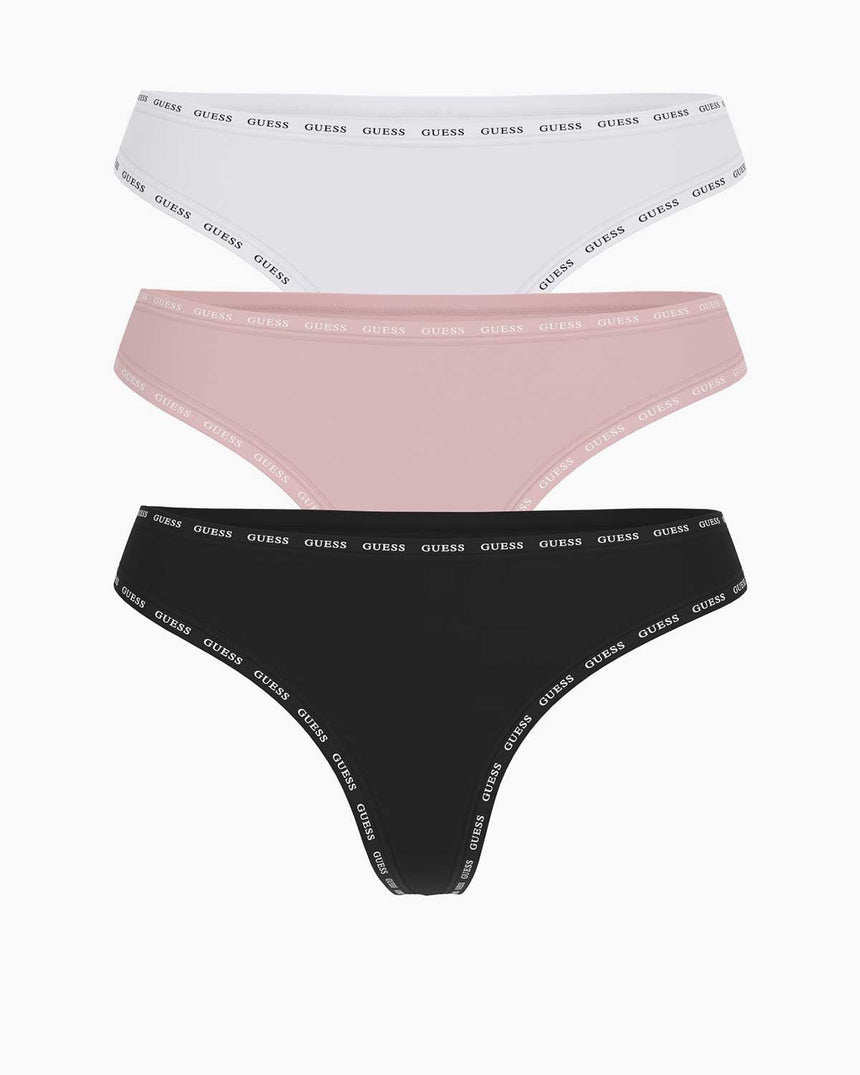 Guess 3Pack Basic Logolu Külot Pink White Black Com