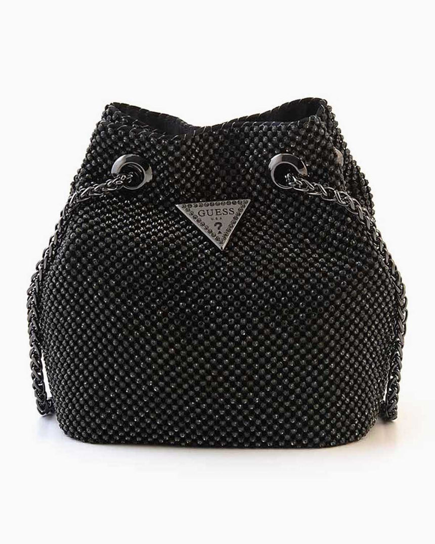 Guess Lua Pouch Taş Detaylı Büzgülü El Çantası Black