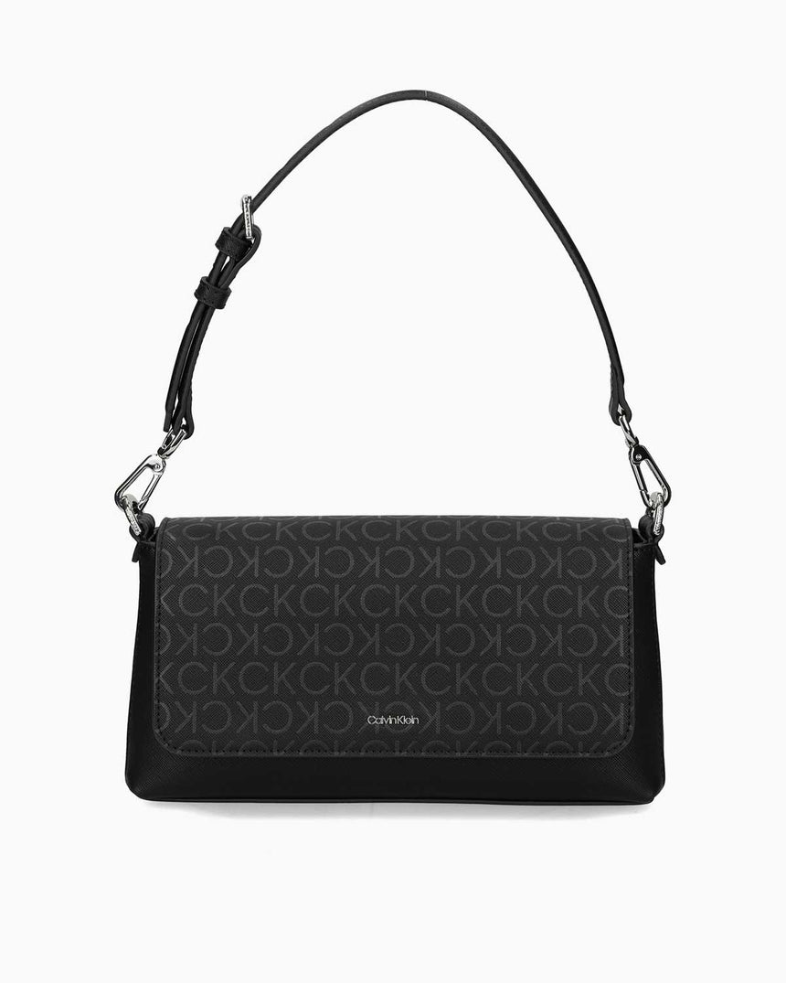 Calvin Klein Must Monogram Baskılı Omuz Çantası Black Monogram Pu
