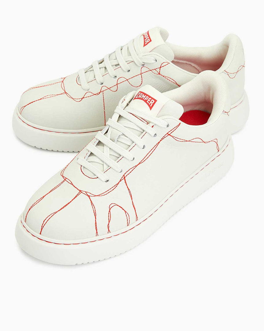 Camper Twins İp Desenli Deri Sneakers Beyaz