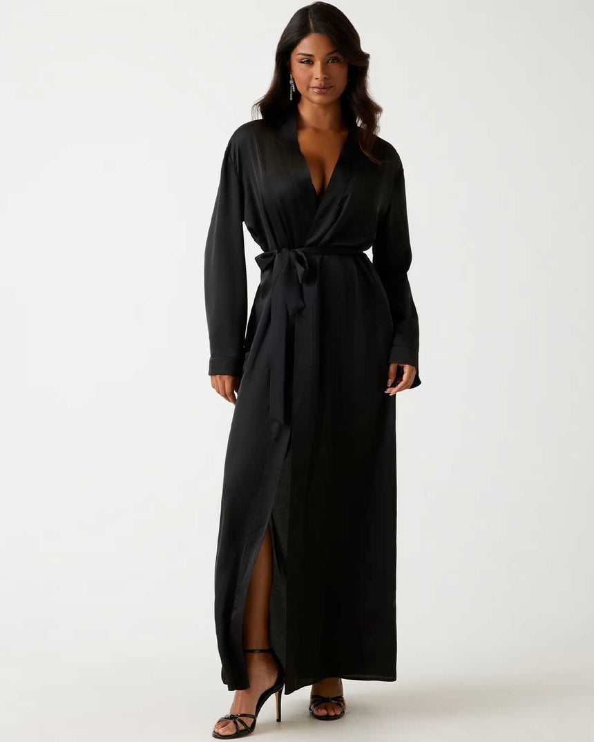 Guess Strass Kadın Uzun Kimono Sabahlık Jet Black A996