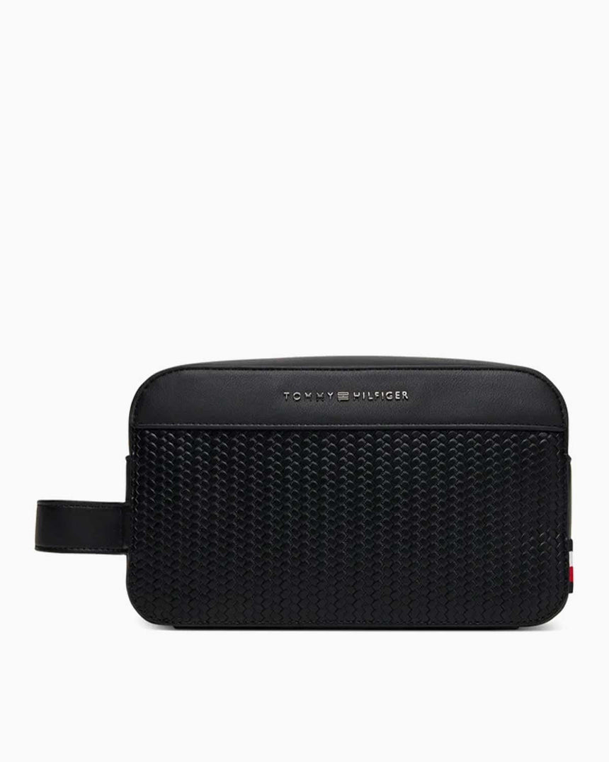 Tommy Hilfiger Örgü Desenli Erkek Washbag Black