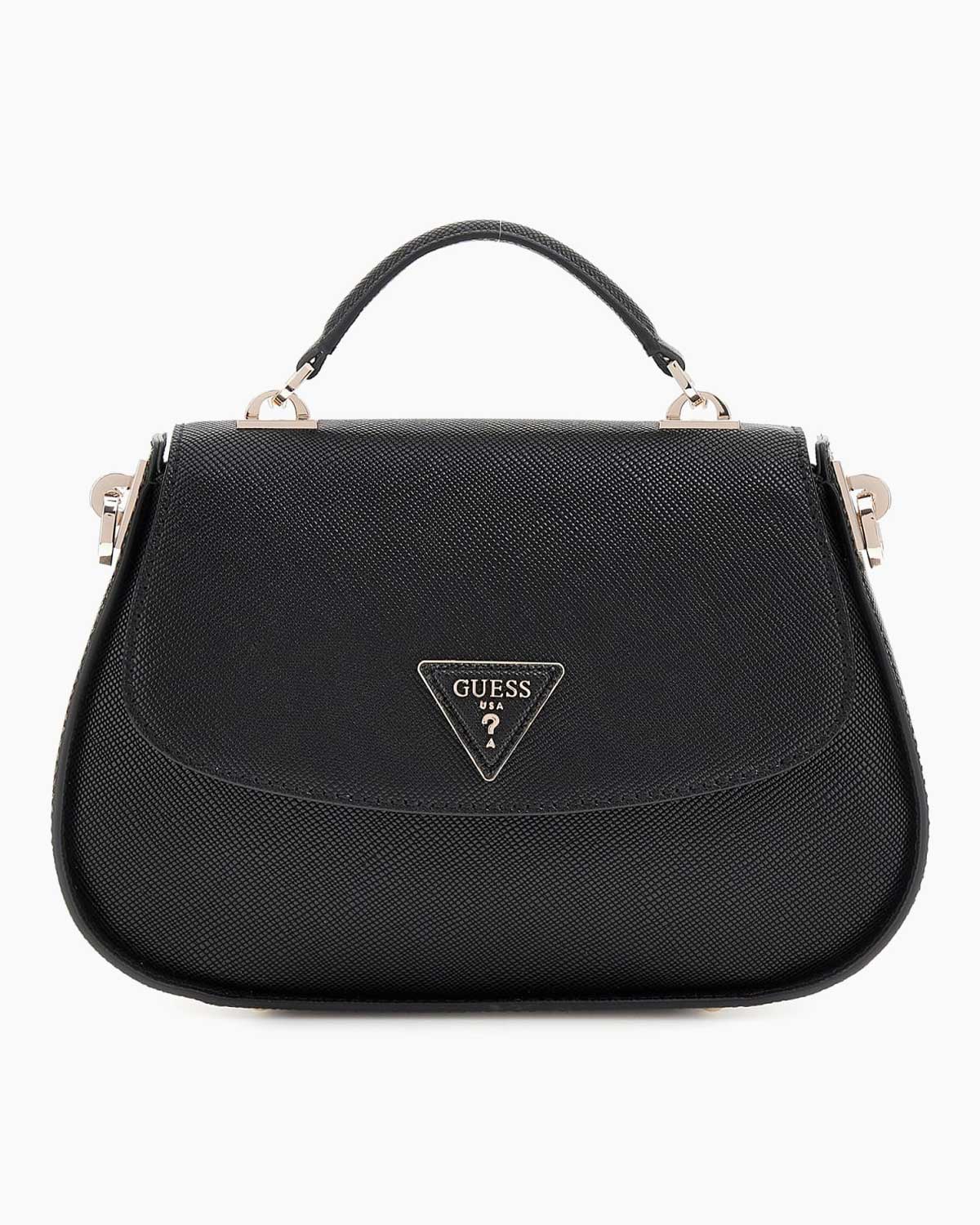 Guess Eco Jazlynn Handle Flap Kapaklı El Çantası Black - ECANTA