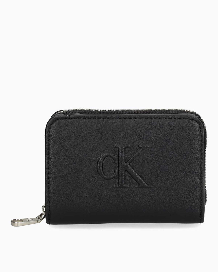 Calvin Klein Kabartmalı Fermuarlı Orta Boy Kadın Cüzdan Na Black