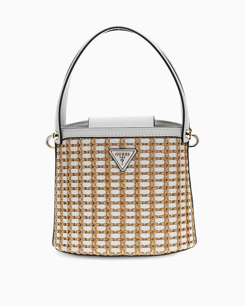 Guess Atalia Logolu Hasır El Çantası Natural / White