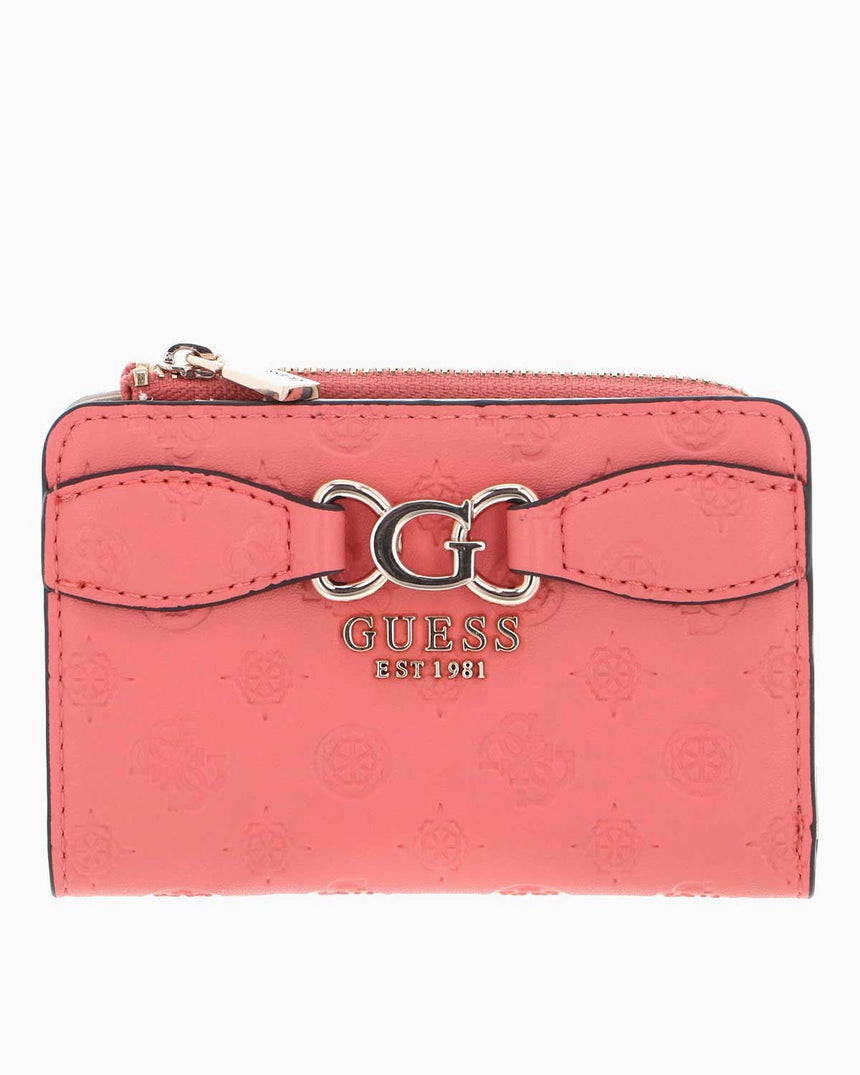 Guess Arlena Logo Zip Around Medium Cüzdan Coal Logo