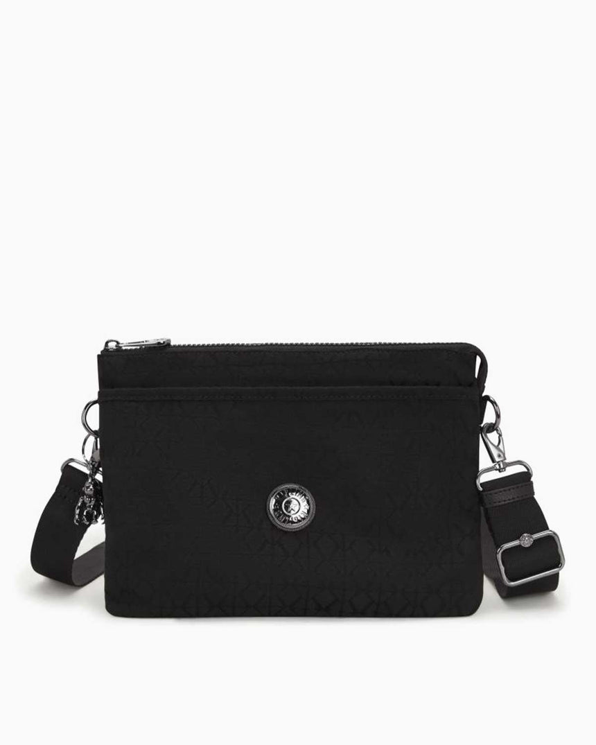 Kipling Riri  L Elevated Jacquard Kadın Omuz Çantası BLACK SIGNATURE JQ