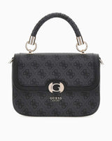 Guess Orlina Handle Flap Monogram Baskılı El Çantası Coal Logo