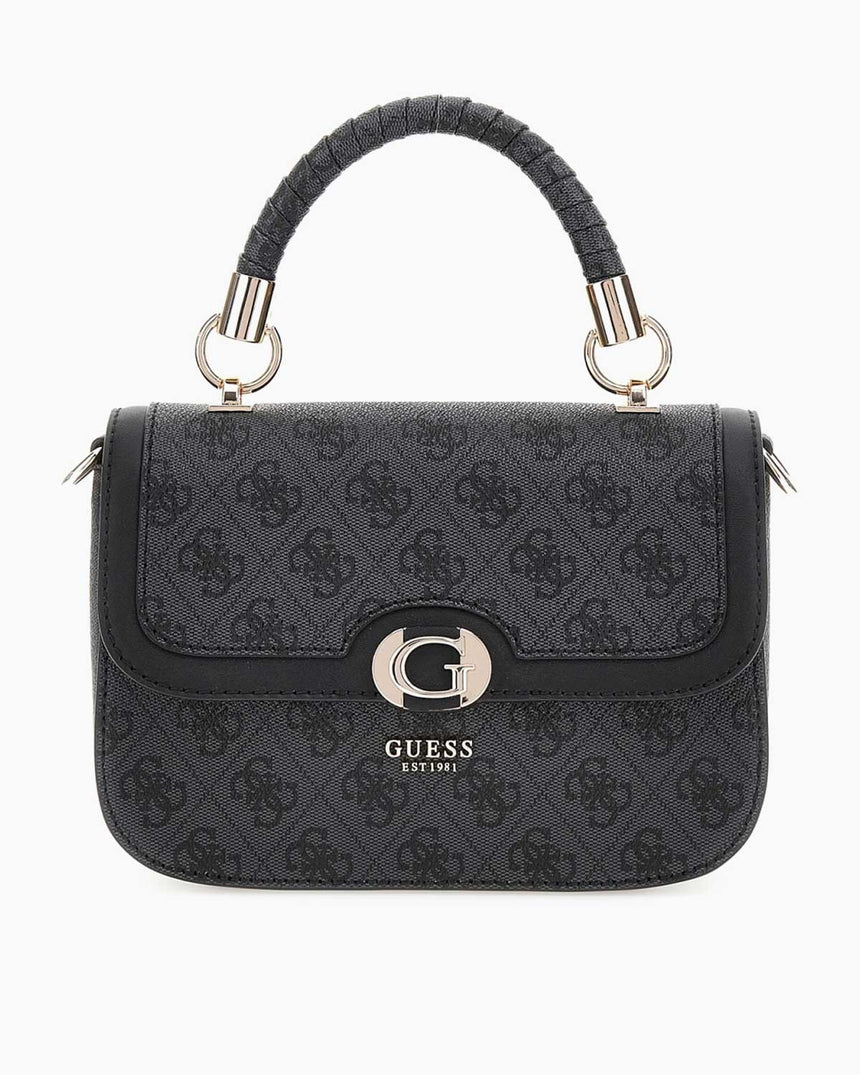 Guess Orlina Handle Flap Monogram Baskılı El Çantası Coal Logo