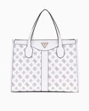Guess Silvana Logo Desenli Tote El Çantası White Logo