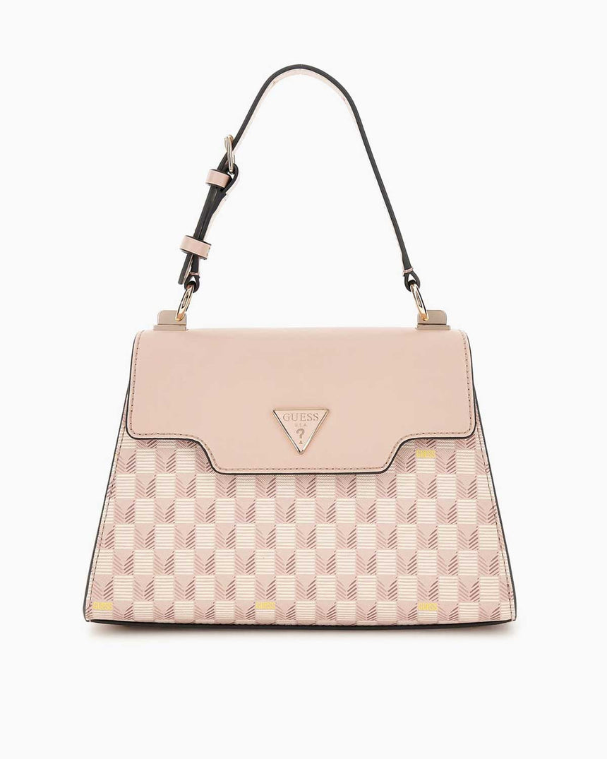 Guess Wave Handle Flap Logolu El Çantasıı Blush Logo