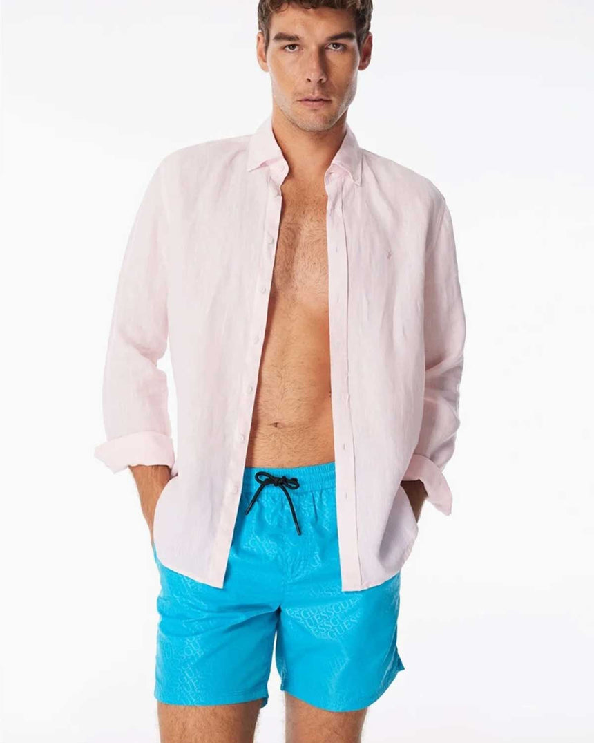 Guess Swimtrunk Bottoms Deniz Şortu Diamond Blue Embossed