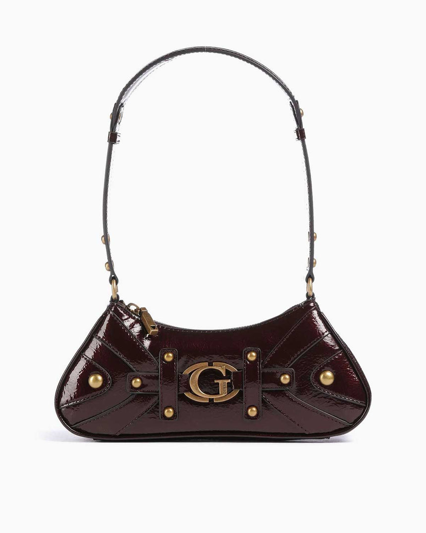 Guess Mintha Mini Top Zip Omuz Çantası Claret