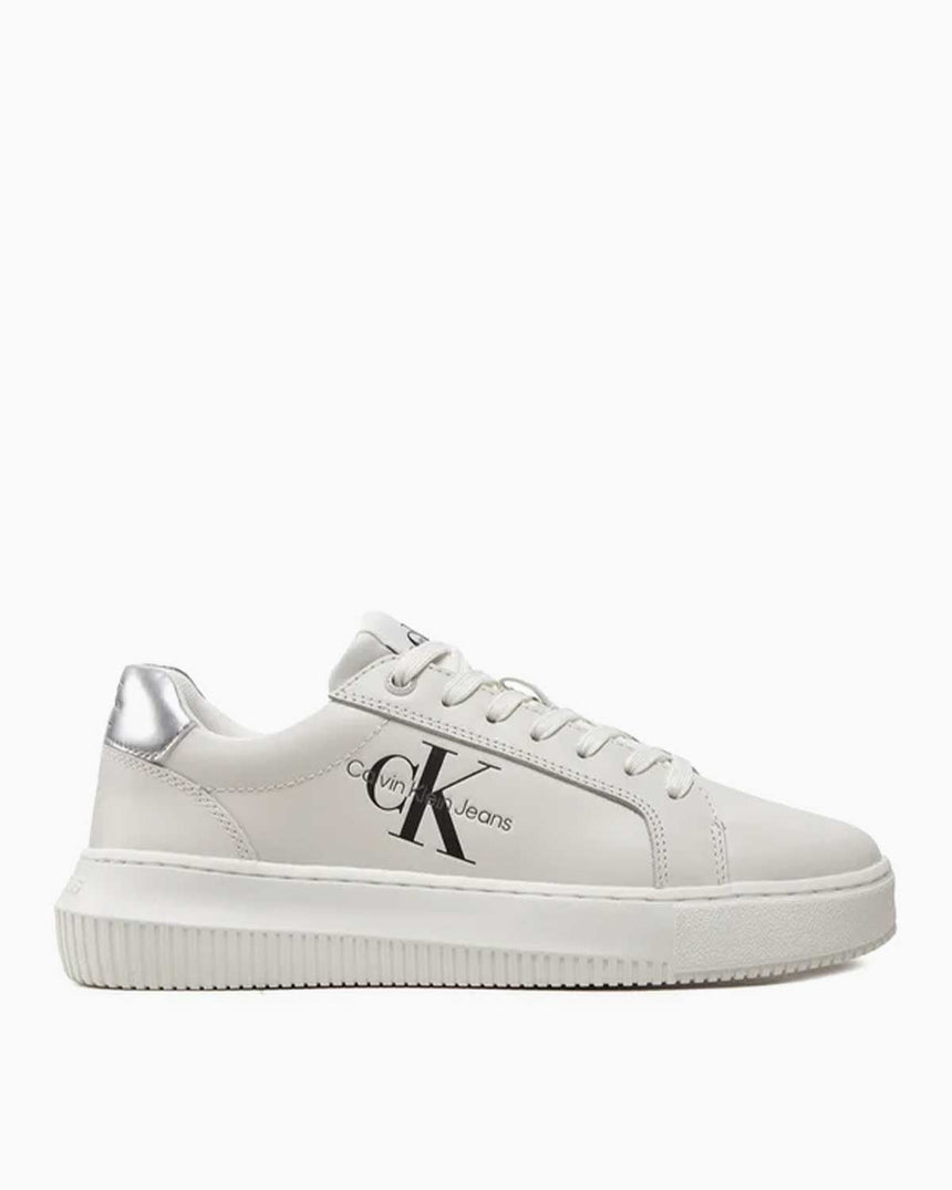 Calvin Klein Chunky Cupsole Laceup Lth Ml Mtl Kadın Sneaker Bright White/Silver