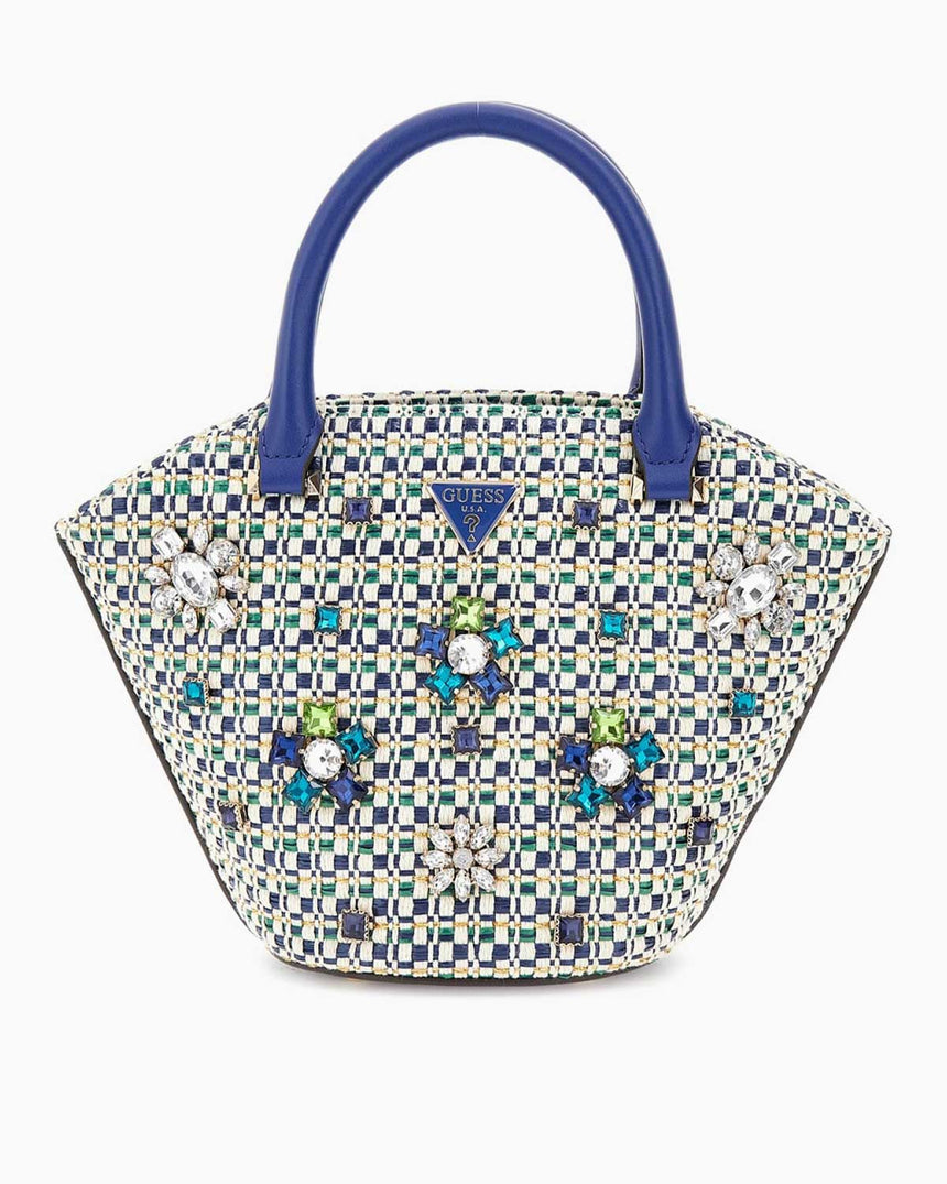 Guess Beauvoir Kapaklı Mini Tote El Çantası Sapphire Multi