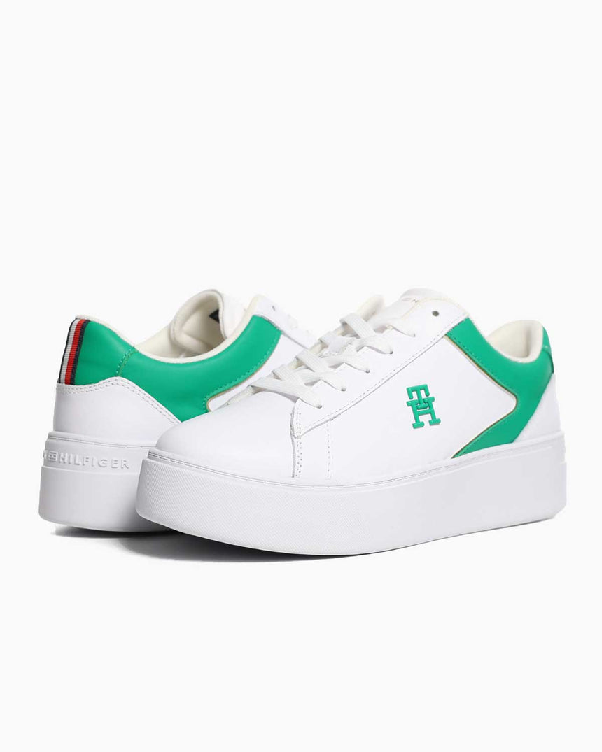 Tommy Hilfiger Platform Court Sneaker White/Olympic Green