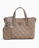 Guess Latona Mini Cüzdanlı Çıkarılabilir Uzatma Askılı El Çantası Latte Logo