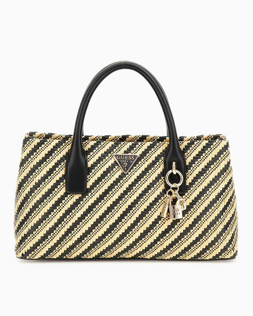 Guess Simona Small Satchel El Çantası Natural - Black