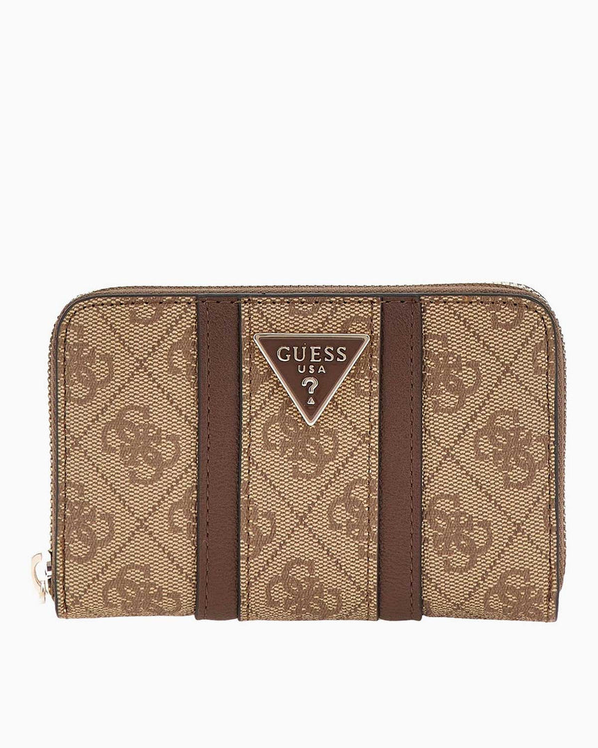 Guess Noreen Slg Medium Monogram Desenli Cüzdan Latte Logo / Brown