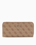 Guess Access Laurel II Büyük Boy Fermuarlı Kadın Cüzdan Latte Logo