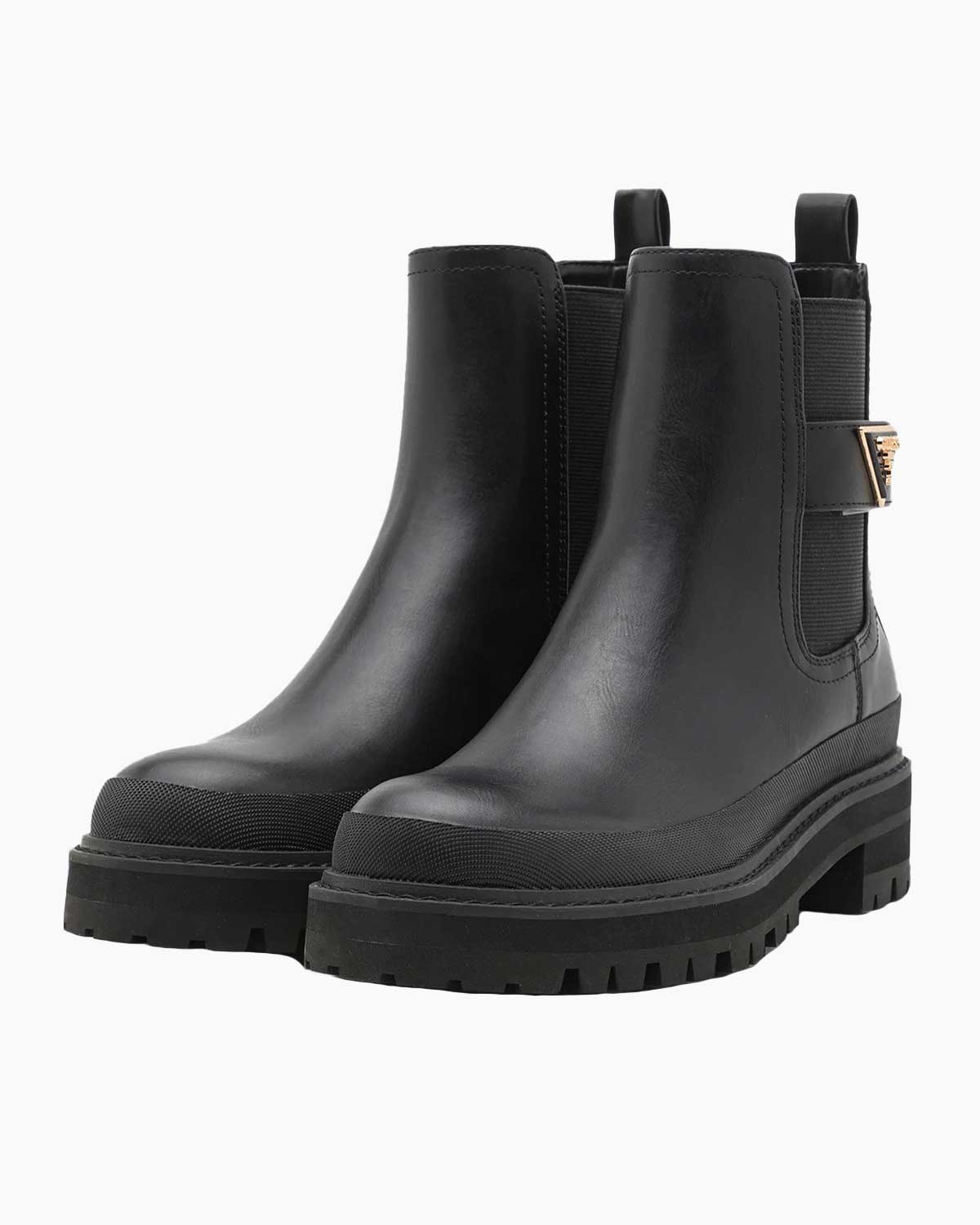 Black Ellerey Leather Block Heel Lug Sole Chelsea Booties Lucky