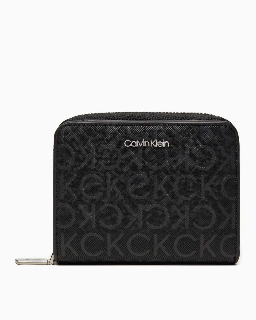 Calvin Klein Must Zip Around Monogram Baskılı Cüzdan Black Monogram