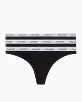 Calvin Klein Thong 3Pk Underwear Bottoms Külot Black/Black