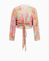 Guess Knotted Crop Kimono Ethnic Paisley Acqua