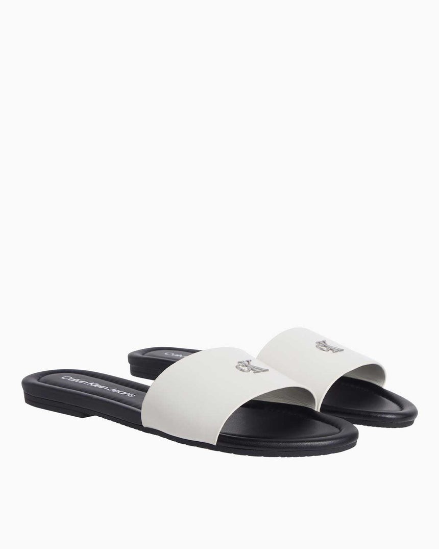 Calvin Klein Flat Slide Logolu Terlik Silver Birch/Black