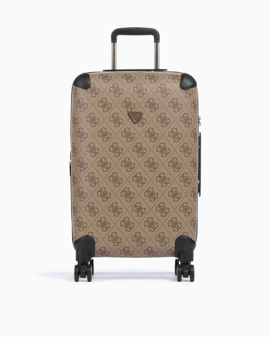 Guess Berta 22 In 8-Wheeler Monogram Desenli Orta Boy Valiz Latte Logo / Brown