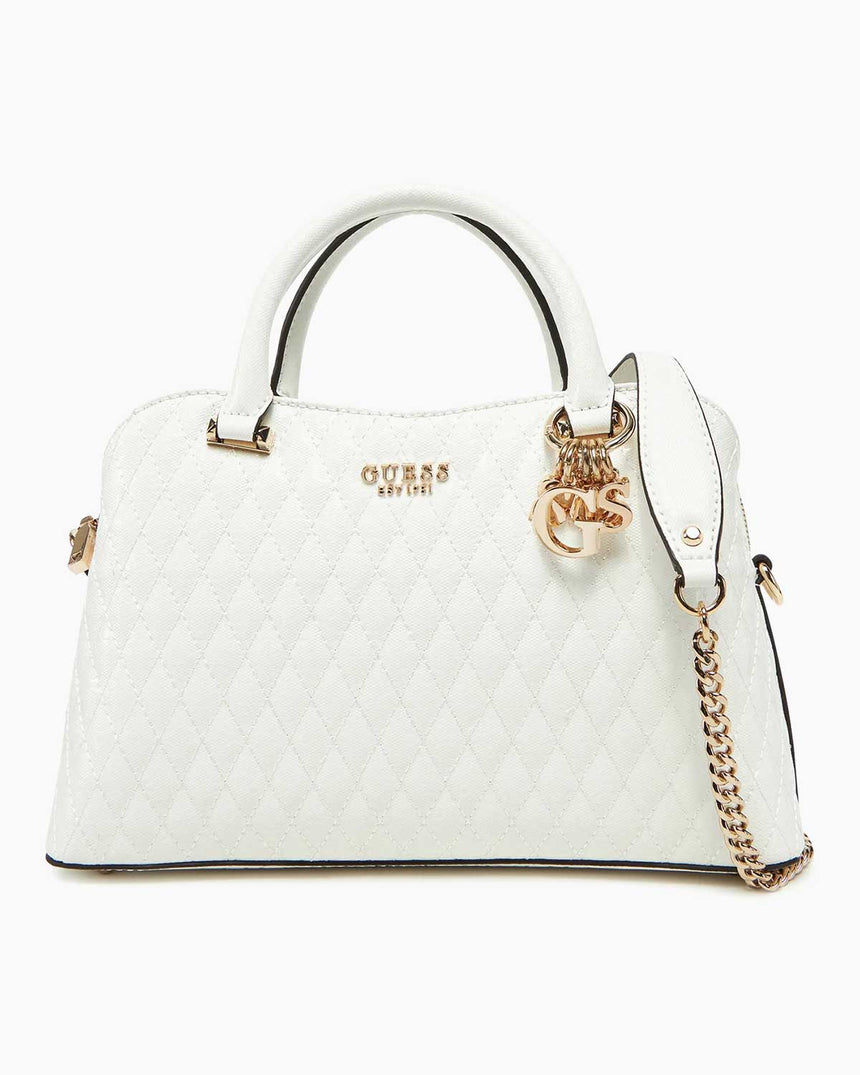Guess Betula Çift Manyetik Kapaklı Satchel El Çantası White
