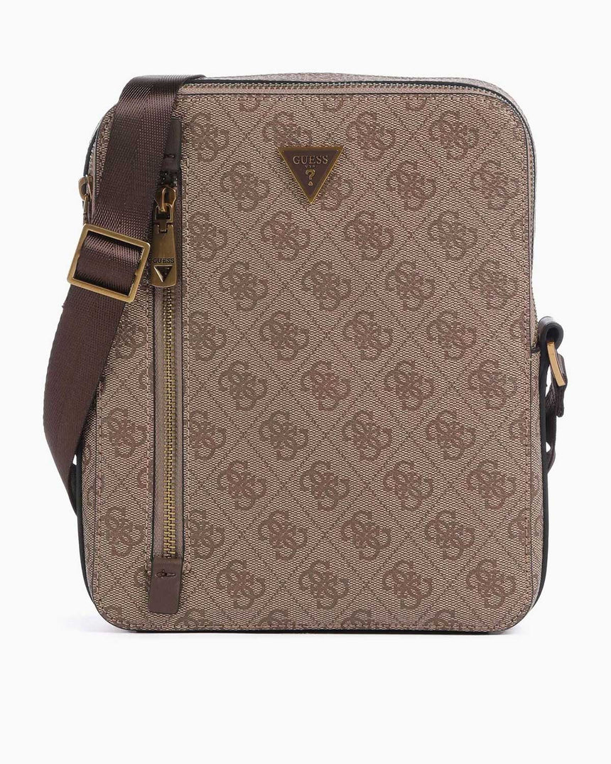 Guess Torino Fermuar Detaylı Çapraz Askılı Çanta Beige / Brown