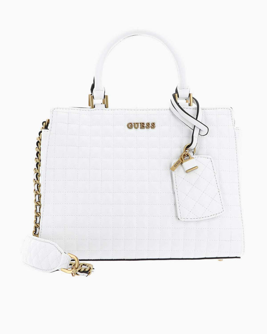 Guess Tia Luxury Satchel El Çantası White