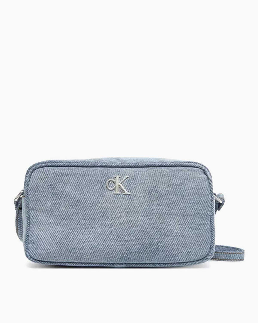 Calvin Klein Kot Çift Fermuarlı Kadın Kamera Çantası Denim