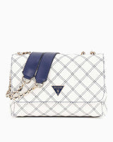 Guess Cruise Vibe Convertible Logolu Omuz Çantası White/Navy