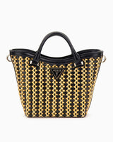 Guess Atalia Hasırlı El Çantası Natural - Black