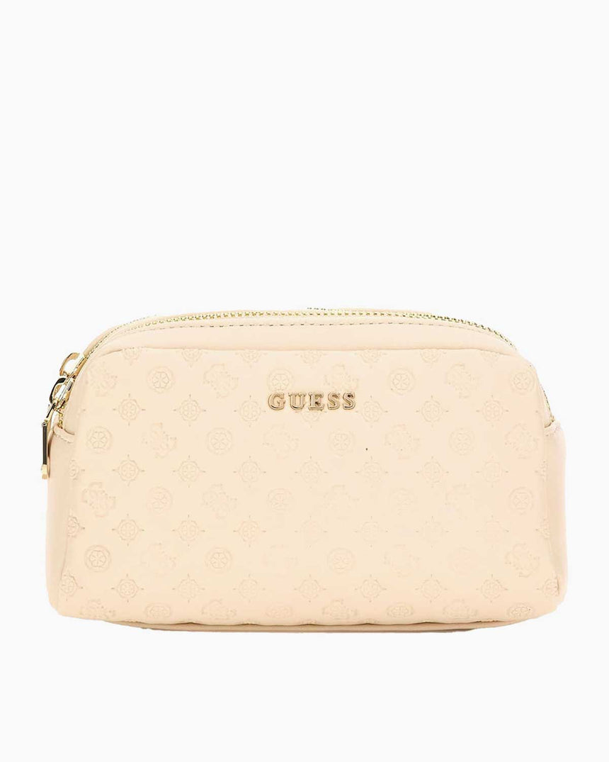 Guess Double Zip Makyaj Çantası Ivory