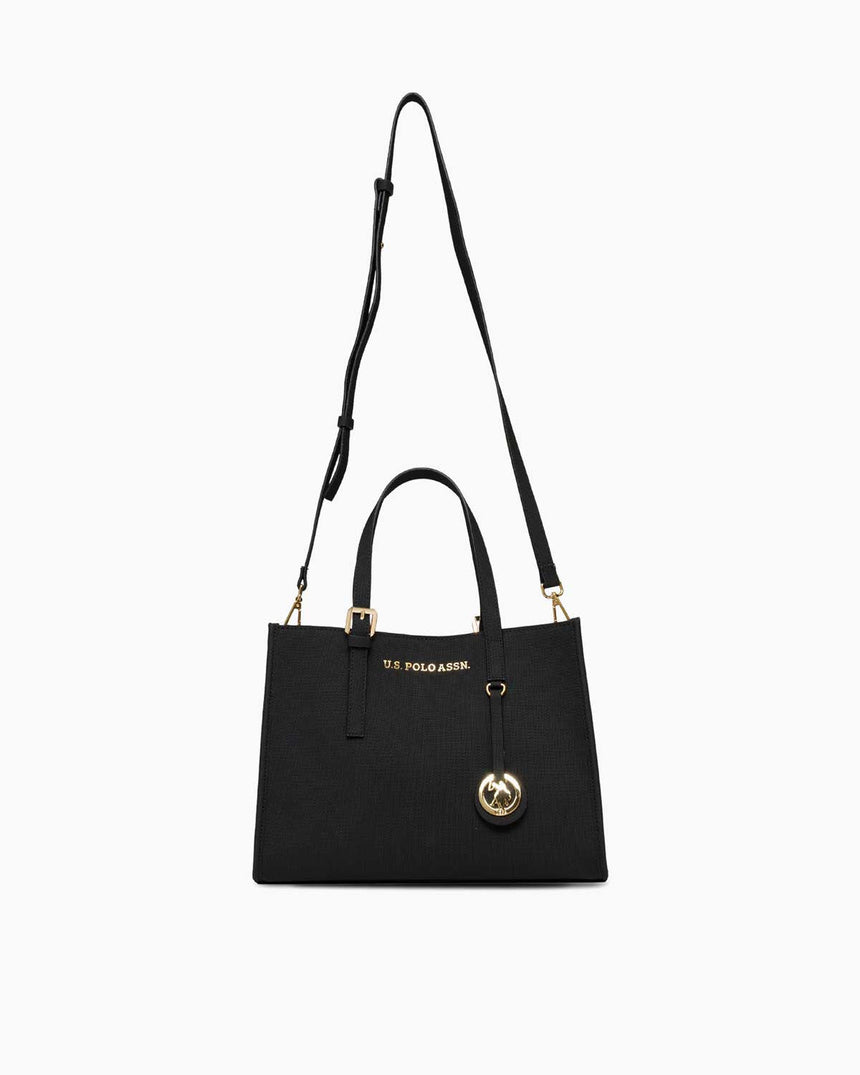 Us Polo Assn Logo Detaylı Aksesuarlı El Çantası Siyah