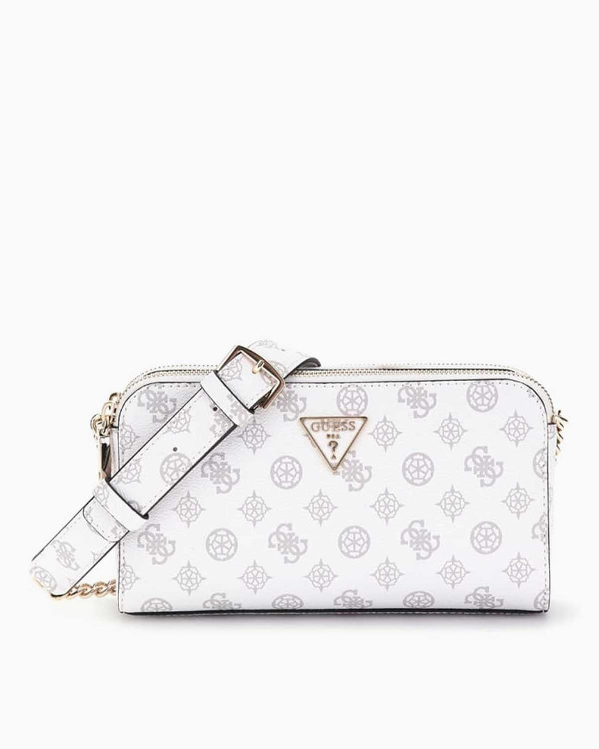 Guess Eco Erica Monogram Baskılı Çapraz Askılı Çanta White Logo