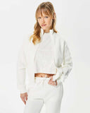 Guess New Allie Logo Şeritli Fermuarlı Sweatshirt Ocean Salt