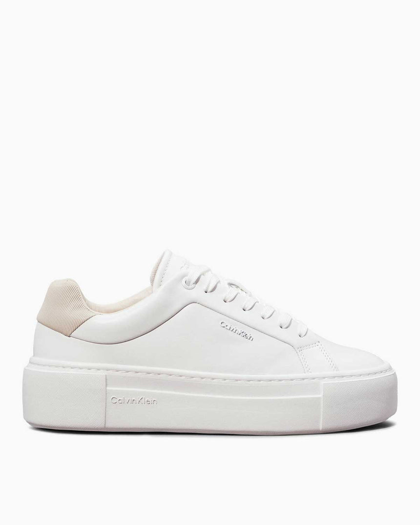 Calvin Klein FF Cupsole Lace Up W/Ml Lth Kadın Sneaker White/Stony Beige