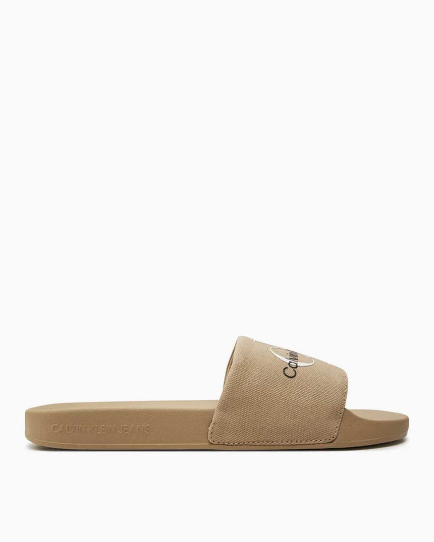 Calvin Klein Slide Monogram Erkek Terlik White Pepper/Bright White