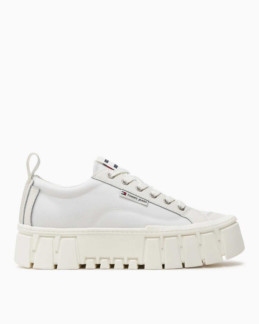 Tommy Hilfiger Vulc Flatform LC Mix Media Kadın Sneaker Ecru