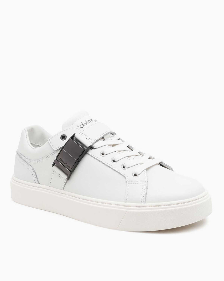 Calvin Klein Low Top Lace Up W/ Iconic Plaque Erkek Sneaker Triple White