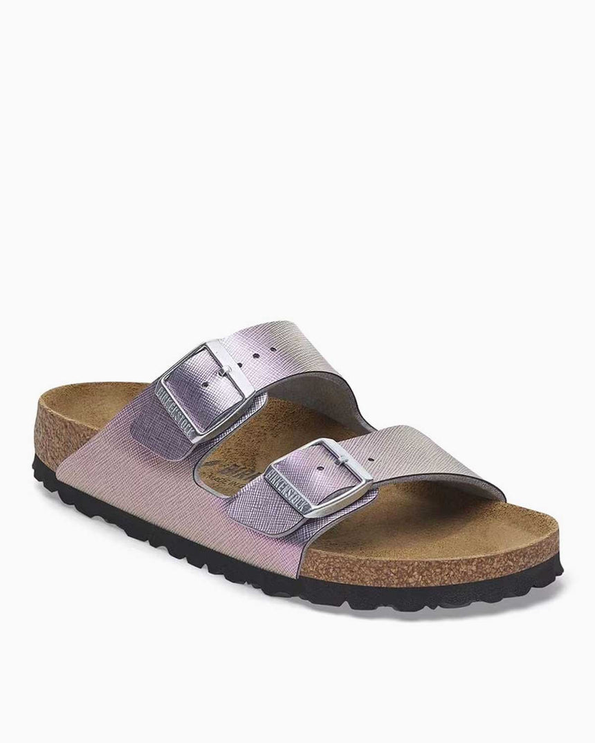 Birkenstock Arizona BF Saffiano Iridescent Çift Bantlı Kadın Terlik Viola