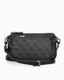 Guess Anadela Noelle II Çift Pouch Kadın Çapraz Askılı Çanta Coal Logo